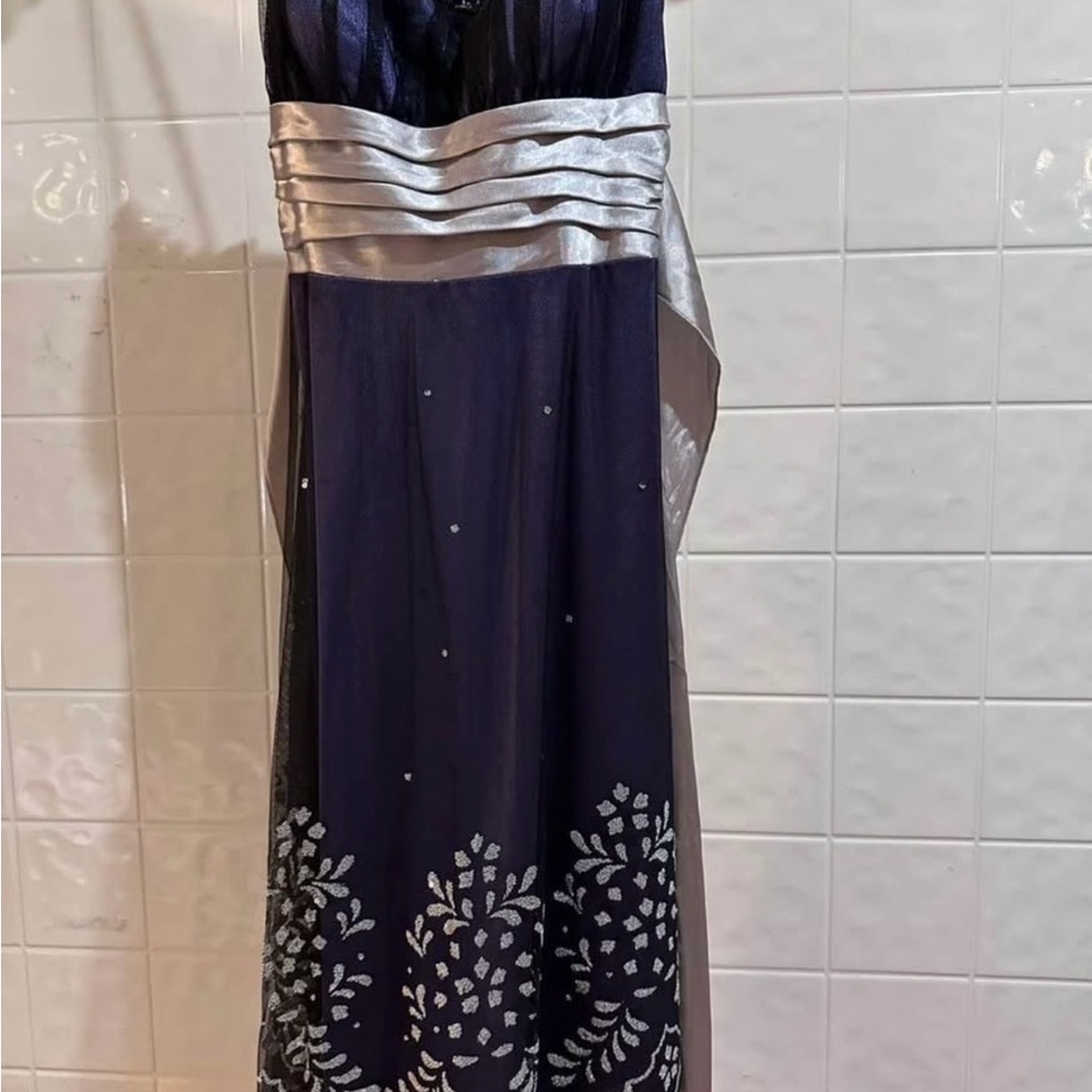 Purple/Silver Formal Mesh Mini Dress